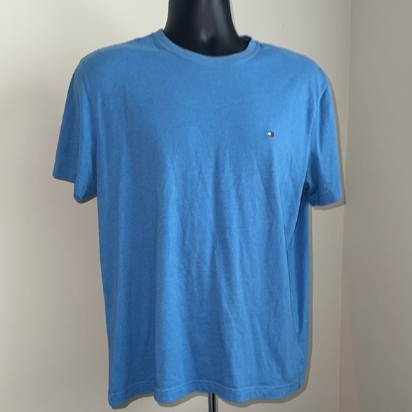 Men’s Tommy Hilfiger Blue Short Sleeve Crew Neck Logo Tee Large - Picture 1 of 4
